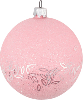 Куля новорічна рожева пластик пастель/рис 8см КМ
