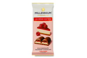 Шоколад молочный с кремовой и малиновой начинками La creme edition Millennium м/у 100г