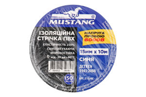 Стрічка ізоляційна синя ПВХ 15мм*10м Mustang