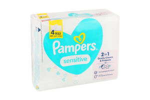 Салфетки влажные для детей Sensitive Pampers 4х52шт