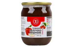 Повидло яблочно-вишневое стерилизованное ТМ "1" в/с с/б 635г