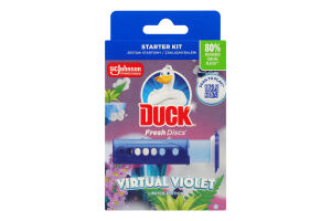 Очищувач унітаза гелевий в дозаторі Віртуальний фіолет Диски чистоти Duck 36мл