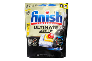 Капсули для миття посуду в посудомийних машинах All in 1 Lemon UItimate Plus Powerball Finish 90шт