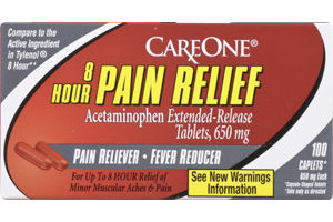 CareOne 8 Hour Pain Relief Extended-Release Tablets Pain Reliever-Fever Reducer - 100 CT