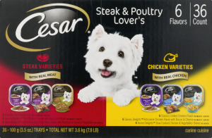 Cesar Steak & Poultry Lover's Dog Food Varieties - 36 CT