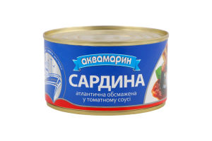 Сардина атлантична обсмажена в томатному соусі Аквамарин з/б 230г