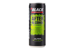 Напиток энергетический безалкогольный сильногазированный After alcohol King of the night Black Energy ж/б 250мл