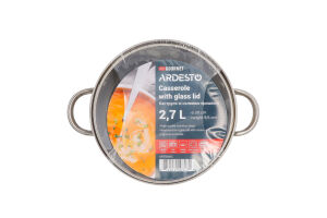 Каструля Gourmet Aosтa 2,7л нержавіюча сталь з скляною кришкою Ardesтo