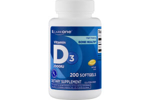 CareOne Vitamin D3 2000IU Softgels - 200 CT
