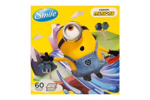 Серветки косметичні 3-х шарові Міньйони Smile 60шт