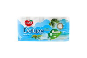 Бумага туалетная 3-х слойная 160 листов Island aroma Pure white Deluxe Ruta 8шт