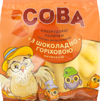 Палочки кукурузные сладкие неглазированные с шоколадно-ореховой начинкой Сова м/у 115г