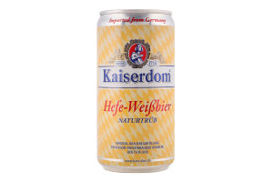 Пиво 0.25л 4.7% светлое пшеничное нефильтрованное пастеризованное Hefe-Weisbier Kaiserdom ж/б
