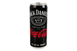 Напій слабоалкогольний 330мл 5% сильногазований Tennessee Whiskey Jack Daniel's&Coca-Cola з/б