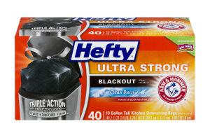 Hefty Ultra Strong Blackout Tall Kitchen Drawstring Bags Clean Burst - 40 CT