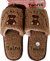 Тапочки открытые домашние женские с вышивкой Twins Home Style Bear №16267 36-40