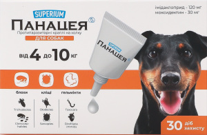 Краплі протипаразитарні д/собак від 4кг до 10кг Панацея 1мл Суперіум