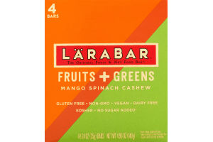 Larabar The Original Fruit & Nut Food Bar Fruit + Greens Mango Spinach Cashew - 4 CT