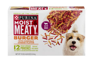 Purina Moist & Meaty Dog Food Burger With Cheddar Cheese Pouches - 12 CT