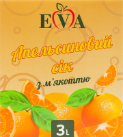 Сок пастеризованный восстановленный неосветленный с мякотью апельсиновый Eva к/у 3л