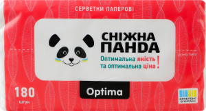 Серветки паперові 2-х шарові 190х175мм Optima Сніжна Панда 180шт