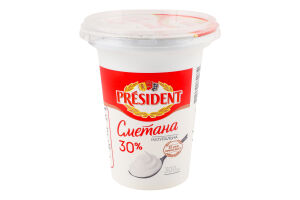 Сметана 30% President cт 300г