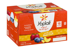 Yoplait Original Low Fat Yogurt Strawberry, Mountain Blueberry, Harvest Peach - 18 CT