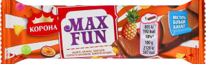 Шоколад молочний Манго-ананас-маракуя-іскриста карамель-шипучі кульки Max Fun Корона м/у 38г