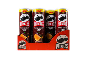 Чипсы картофельные со вкусом стейка на гриле Pringles тубус 165г