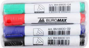 Набір Маркер 4шт+Губка д/магнітних дошок BM.8800-84 Буромакс