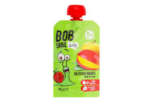 Пюре фруктове для дітей від 5міс гомогенізоване Яблуко-манго Baby Bob Snail д/п 90г