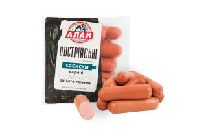 Сосиски вареные Австрийские Select Алан в/с кг