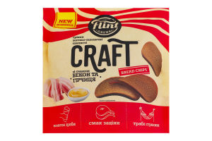 Гренки ржано-пшеничные волнистые Бекон и горчица Craft Bread chips Flint д/п 80г