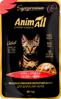 Корм д/дорослих котів Курка з креветками 80г пауч AnimAll