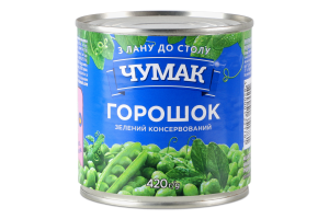 Горошок зелений консервований Чумак з/б 420г