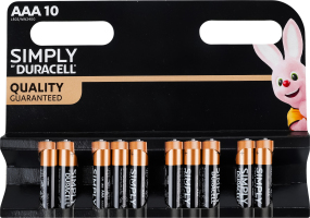 Элемент питания щелочной AAA LR03 MN2400 Simply Duracell 10шт