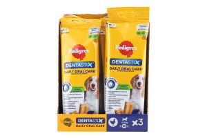 Корм сухой дополнительный для взрослых собак средних пород старших за 4мес DentaStix Pedigree м/у 77г