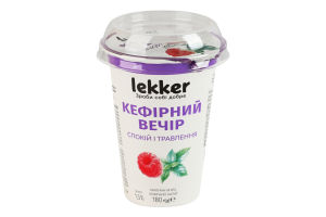 Напиток кефирный 1.5% с фруктовым наполнителем Малина-мята Спокойствие и пищеварение Кефирный вечер Lekker ст 180г
