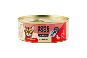 Корм д/дорослих котів Качка в желе беззерновий 85г ж/б Home Food