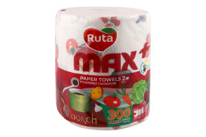 Рушники паперові 2-х шарові білі Max + Ruta 1шт