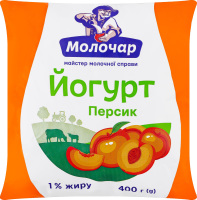Йогурт 1% питний нежирний з фруктовим наповнювачем Персик Молочар м/у 400г