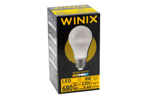 Лампа теплый свет A60 8W E27 3000K LED Winix 1шт