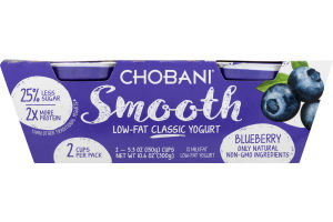 Chobani Smooth Low-Fat Classic Yogurt Blueberry - 2 PK