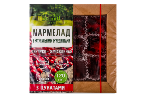 Мармелад с натуральными ингредиентами с цукатами Яблоко-клюква Green Stimul к/у 120г