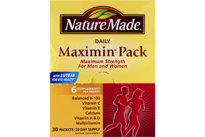 Nature Made Daily Maximin Pack Maximum Strength Multivitamin with Lutein Dietary Supplement Packets - 30 CT