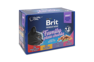 Корм д/котів Сімейна тарілка асорті 4смаки 12*100г пауч Бріт Преміум