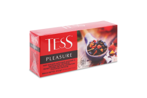 Чай Pleasure чорний з шипшиною яблуком пелюстками квітів та ароматомтропічних фруктів 25*1,5г Tess