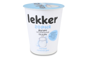 Йогурт 3.4-4.5% термостатний з незбираного молока Lekker ст 300г