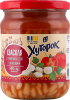 Квасоля в томатному соусі з цукром та підсолоджувачем стерилізована Хуторок с/б 500г