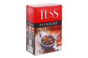 Чай Pleasure чорний з шипшиною яблуком пелюстками квітів та ароматомтропічних фруктів листовий 90г Tess